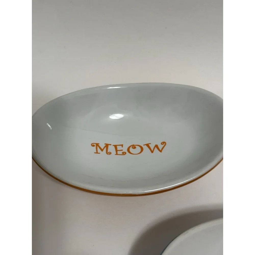 Whisker City Orange Ceramic Pedestal Meow Feeding Dish Cat Bowl 4.22fl Oz 5.5